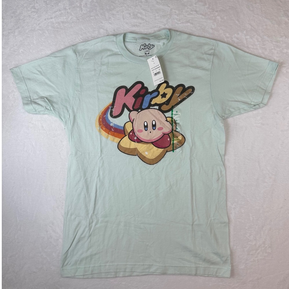 Nintendo Kirby Warp Star Graphic T-Shirt Mint Green Mens Medium NWT